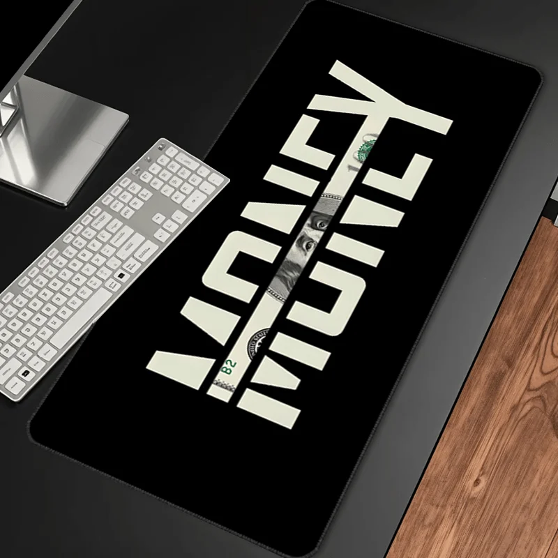 

Large Fun MONEY Design Mouse Pad Black Background Dollar Bill Pattern Non-slip Rubber Base Mousepad for Desk or Gaming PC Mat