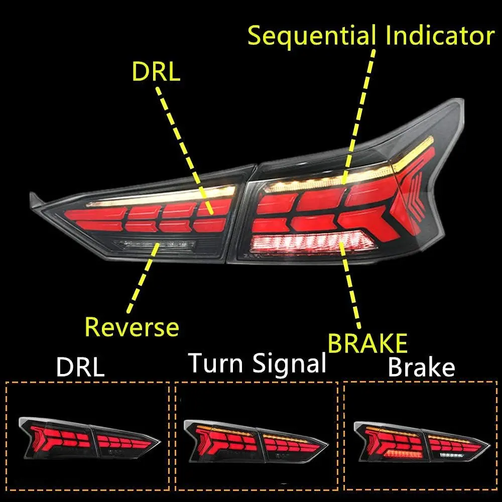 Luces traseras LED para Nissan Altima 2019 2020 2021 con lámpara trasera de señal de giro secuencial (humo), Material de vidrio prove completamente sellado