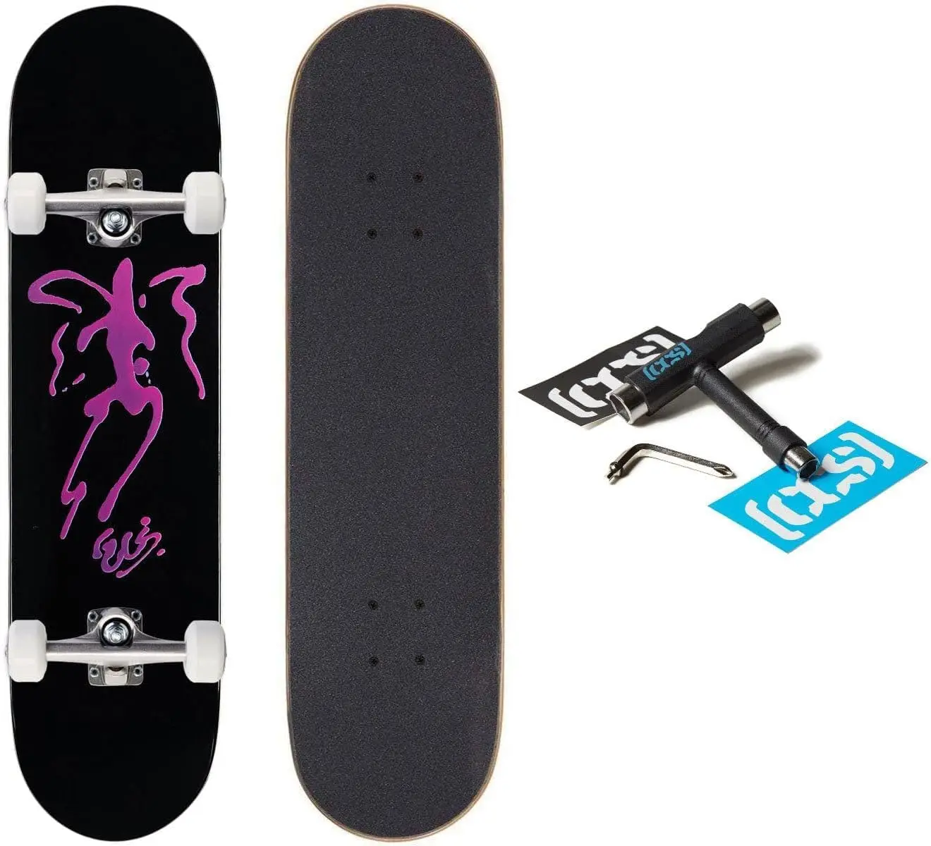 Skateboard Complete Maple Wood Professional Grade Fully Assembled with Skate Tool & Stickers Adults, Kids, Teens, Youth