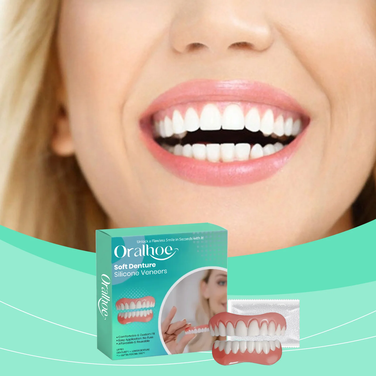 Perfect Smile Temporary Veneers – Whitening Denture Kit, Comfort Wear ck848