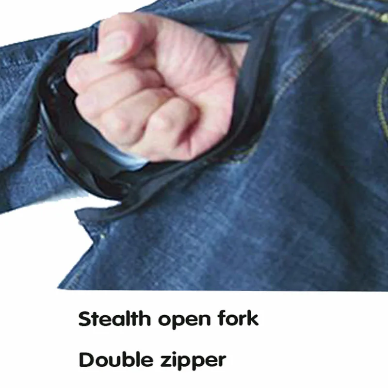 Retro Worn Jeans Invisible Open-Seat Pants Outdoor Sex Convenient Ripped Slim Fit Skinny Pants Men's Fashion Denim Trousers Men