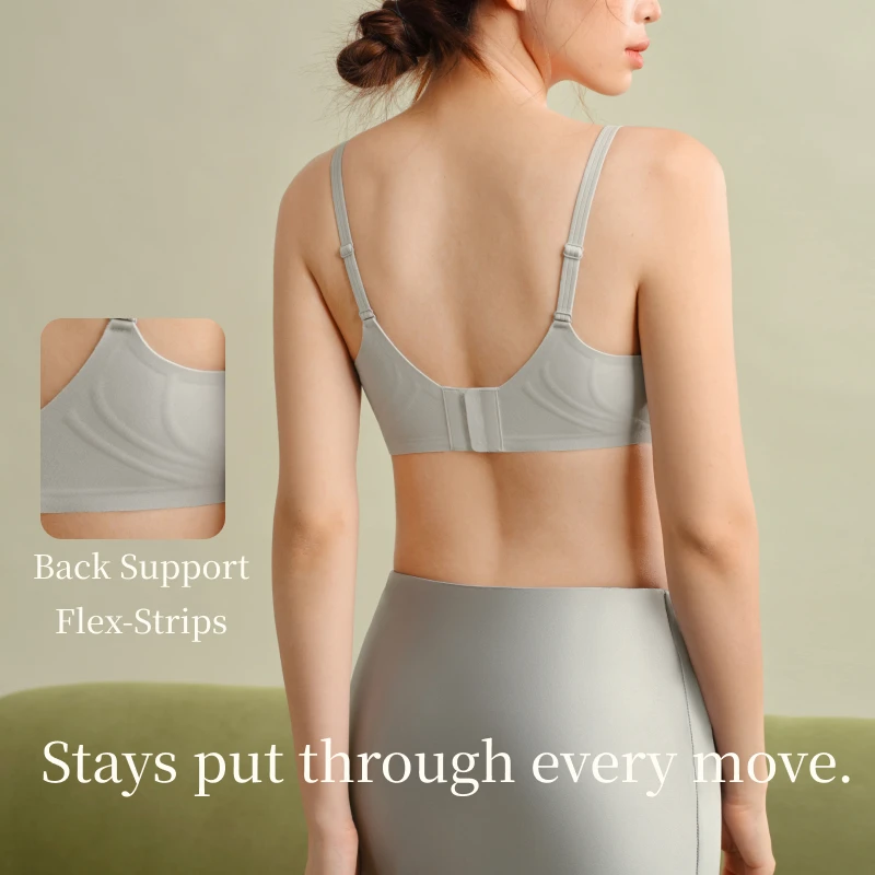 SUJIIN Women's Small Chest Push Up Bras Seamless Padded No Underwire Bras Women Supportive V Neck Beautiful Back Bra Woman XM038