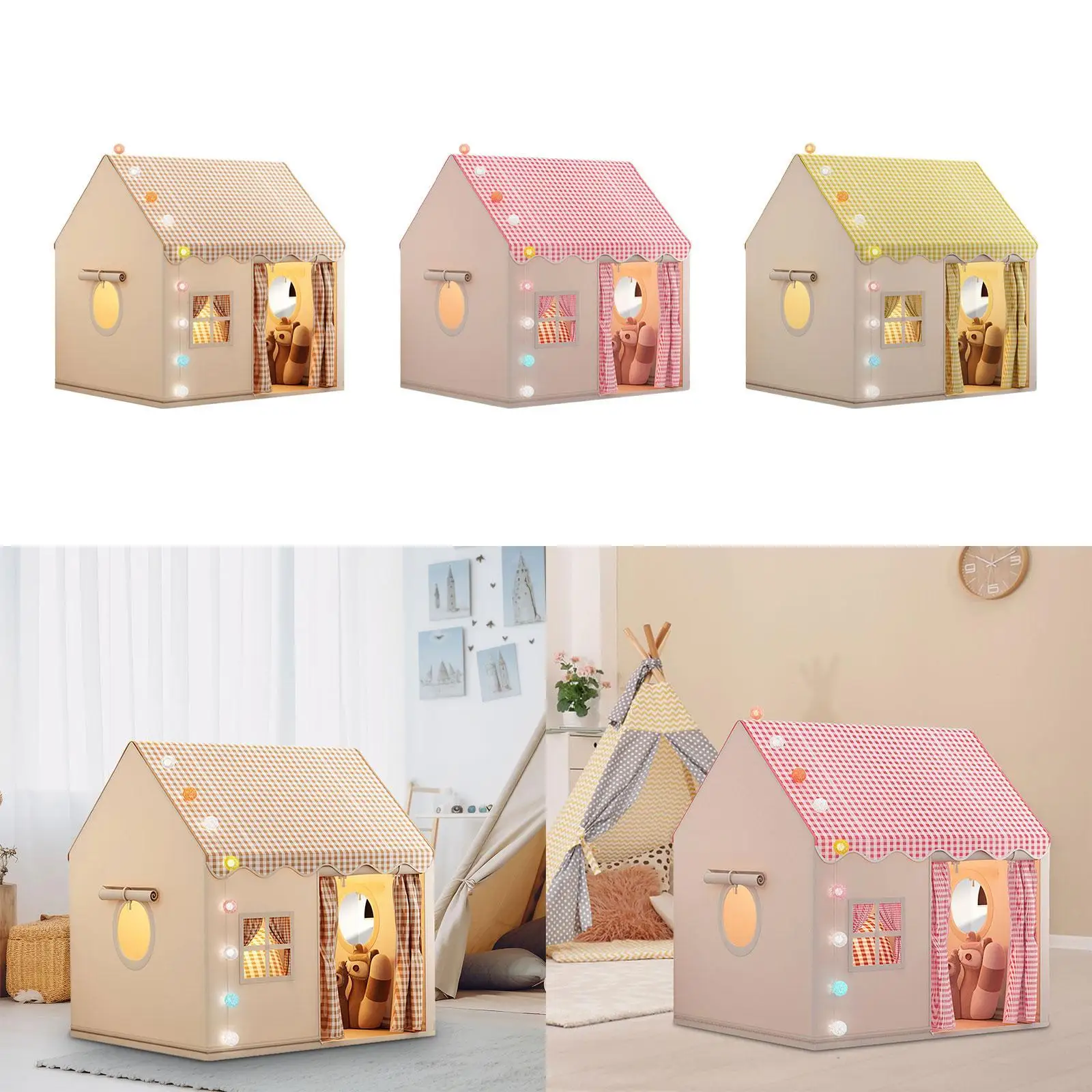 Tente de jeu pour enfants, structure de château d'intérieur, maison de jouets pour garçons et filles, design portable avec entrée et ouverture pour crèche