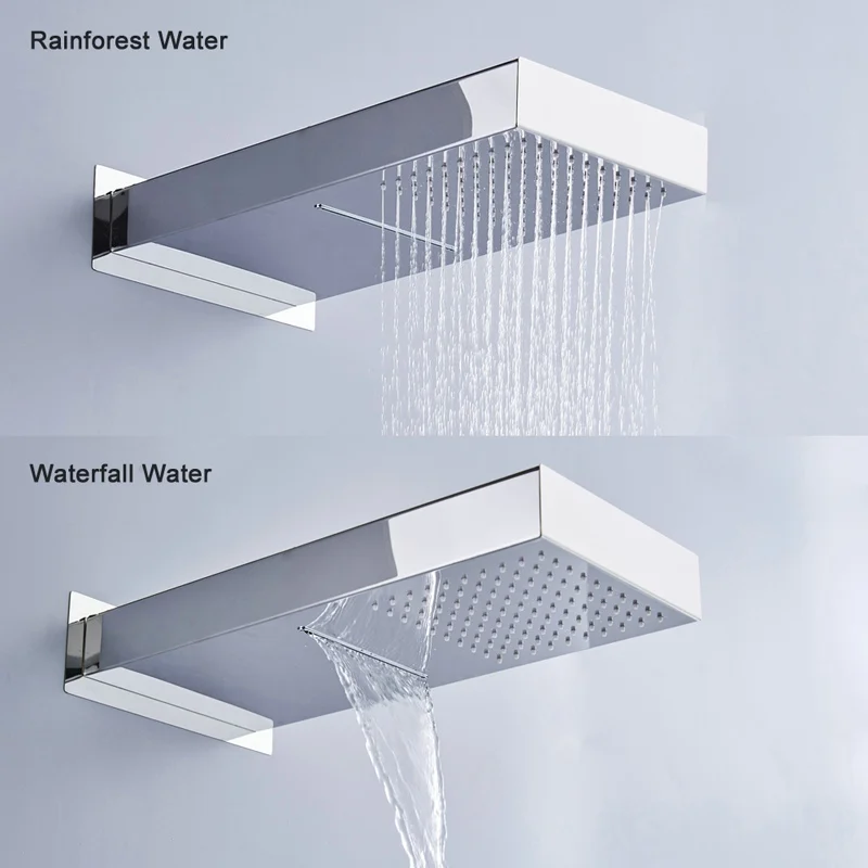 BECOLA Two Ways Waterfall Rain Shower Head Wall Mounted Stainless Steel Shower Faucet BR-9909