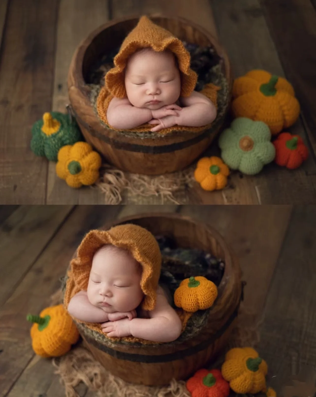 الوليد التصوير الدعائم اليدوية محبوك التفاف عقال لطيف الدمى القرع مجموعة للطفل استوديو التقاط الصور الملابس والاكسسوارات