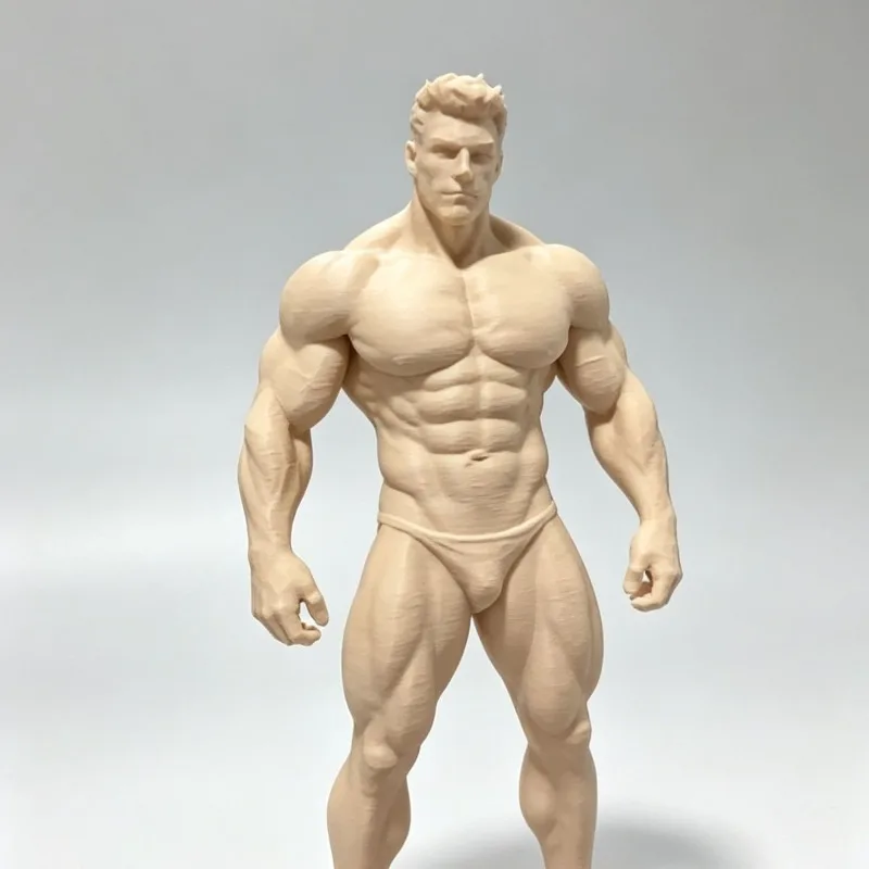 20cm Muscle Man Statue 3D Print White Mold Male Figure DIY Painting Model Desktop Art Decor Collection Ornament