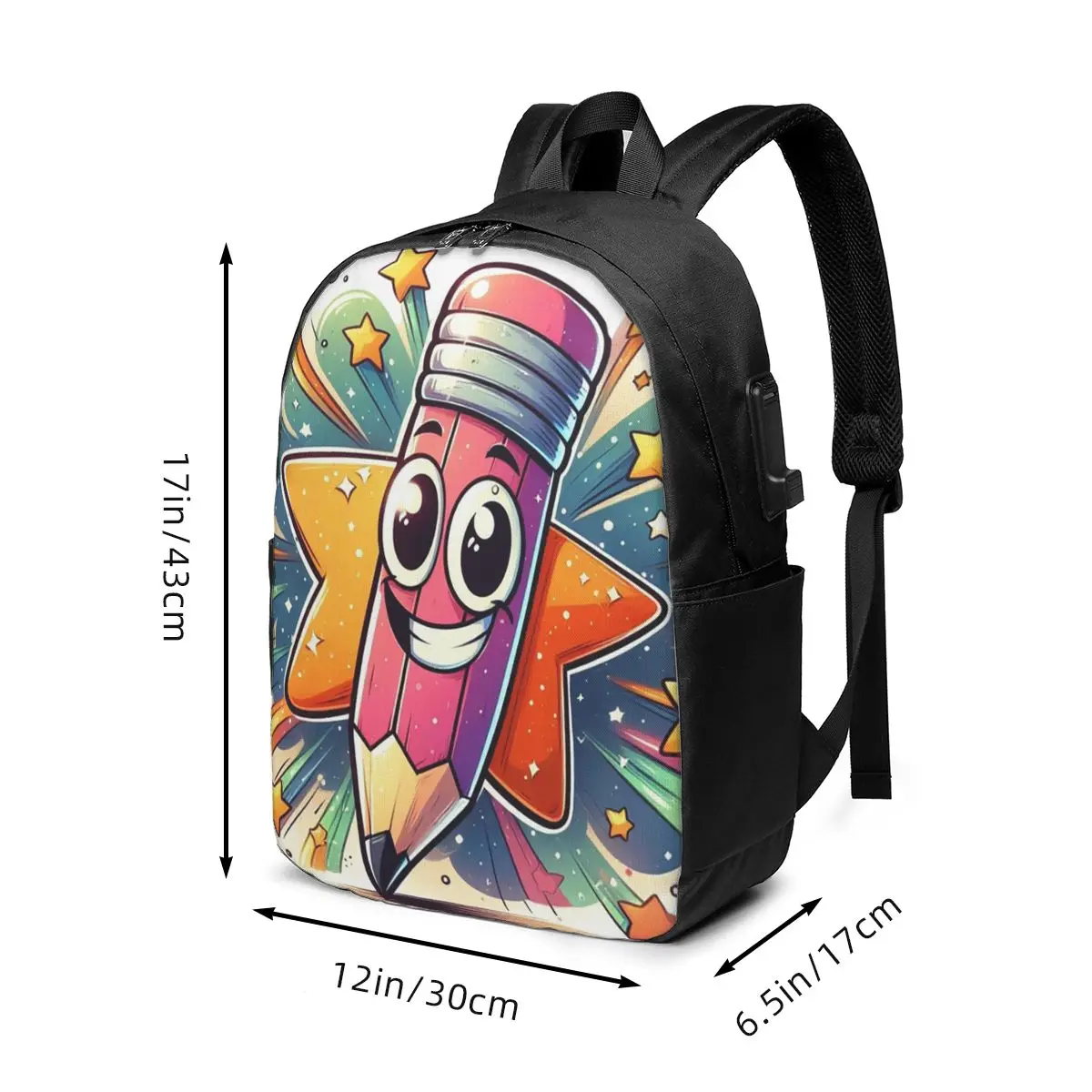 Cartoon Colorful Crayon Character Backpack Travel Notebook Bag Computer College Student School Bag Laptop Shoulder Bags