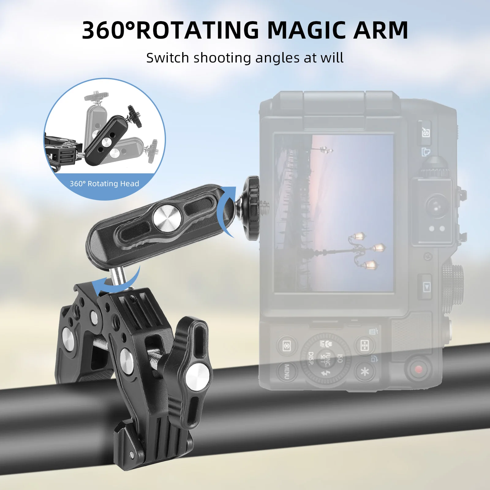 Super abrazadera brazo mágico garras de cangrejo abrazadera adaptador de montaje de cámara de acción para trípode tubo barra transversal cardán Monitor teléfono móvil