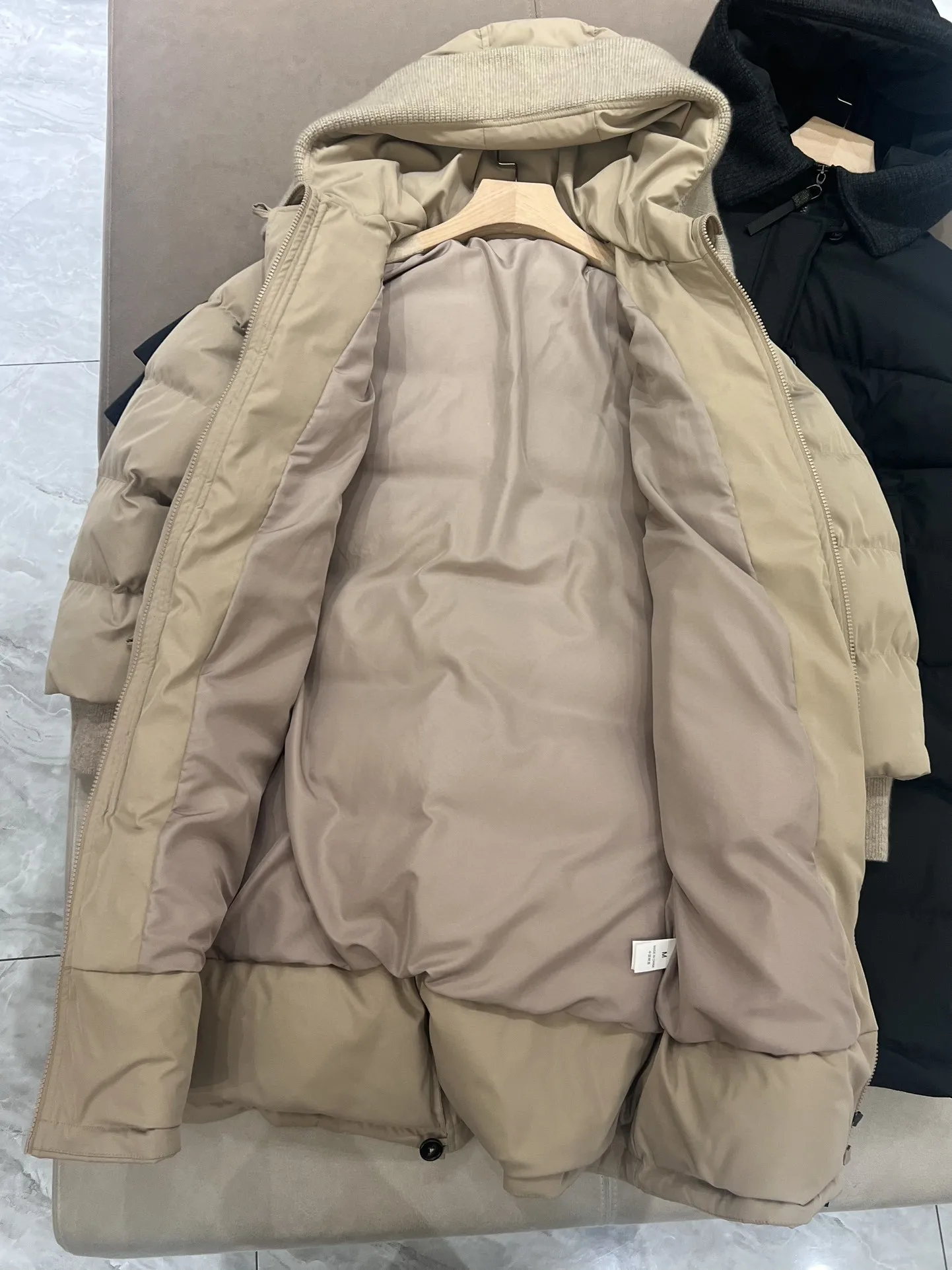 Autumn Winter 2024 Women's Clothing Hooded White Goose Down Jacket Mid-length Hooded Down Jacket