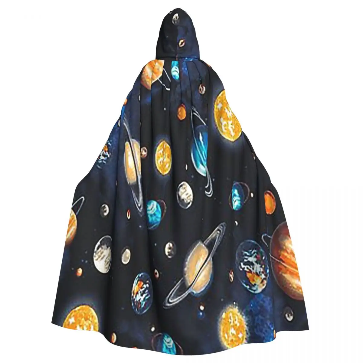 Solar System Space Planets Universe Long Hooded Cloak Witch Medieval Costume Cosplay Cape HalloweenVampire Adult Unisex