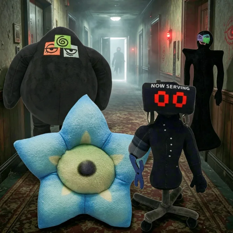 2026 New Horror Game DOORS Plush Soft Stuffed Anime Peripherals Display Screen Plush Black Monster Plushie Doll Toy Fans Gift