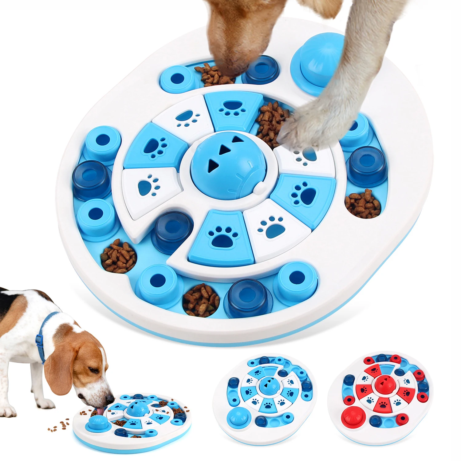 Dog Puzzle Toy with Spherical Bells 24 Hidden Food Locations Jigsaw Dog Food Feeding Sound Toys Food Dispenser for Dog Training