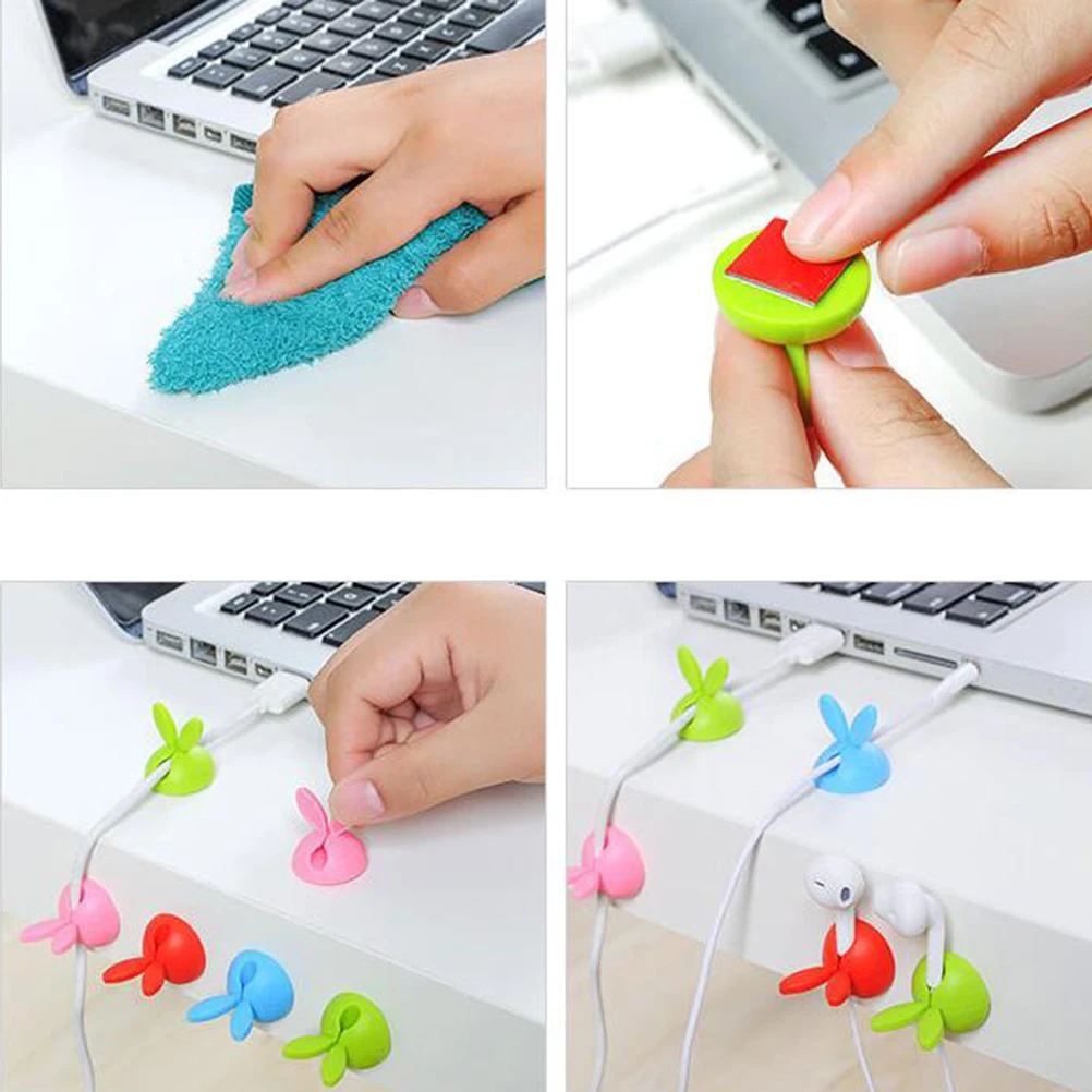 8pcs Cable Clips Organizer Self Adhesive Wire Cord Holders For Home Office Black Mixed Sizes Cord Cable Organizer Clip