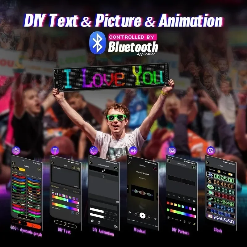 Devil Eyes Light for Cars 23 in X 4.7 in Programmable LED Display,Scrolling Led Light Suitable for Car Windows car Festival