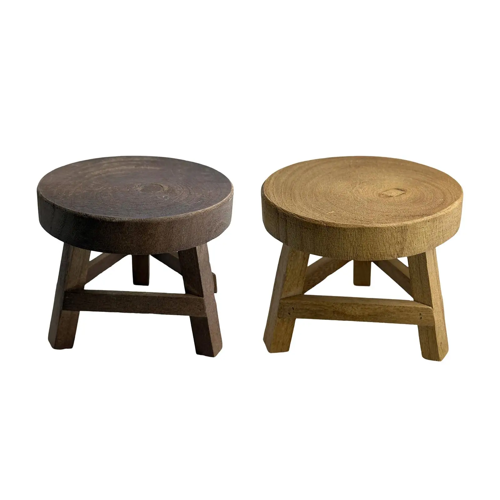

Wood Plant Stool Small Round,Decorative Rustic Potted Rack Display Stand,Plant Pot Riser Holder for Garden Table Home Decoration