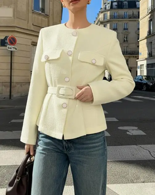 

2025 весенне-осеннее модное пальто с поясом, темпераментный женский повседневный костюм, элегантное утягивающее универсальное пальто