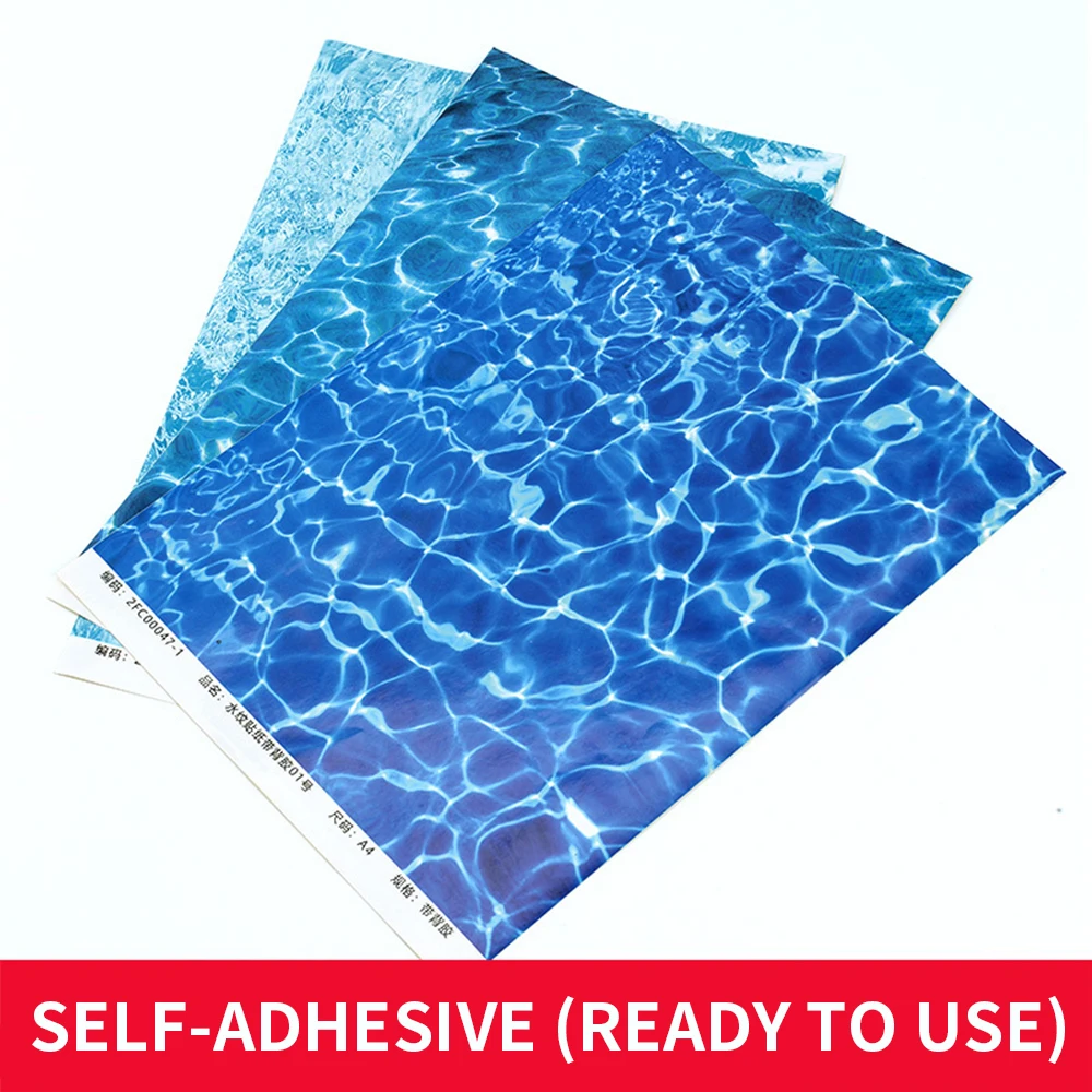 

3PCS DIY Ripple Water Effect Material Model 21x29CM Floorboard Paper Sticker With Adhesive Backing For Lake Scene Outdoor Layout