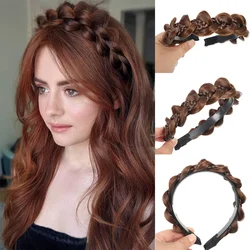 Allaosify Synthetic Hair for women Gourd fishbone Braid Headband Non-slip tooth design Braided fake headband