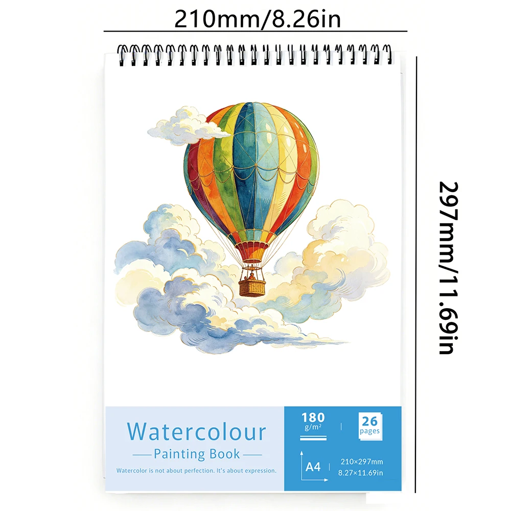 180gsm 26Sheets A4/A5 Watercolor Art Paper, Acid-Free Cold Press Notebook for Watercolor & Gouache, Beginners Friendly