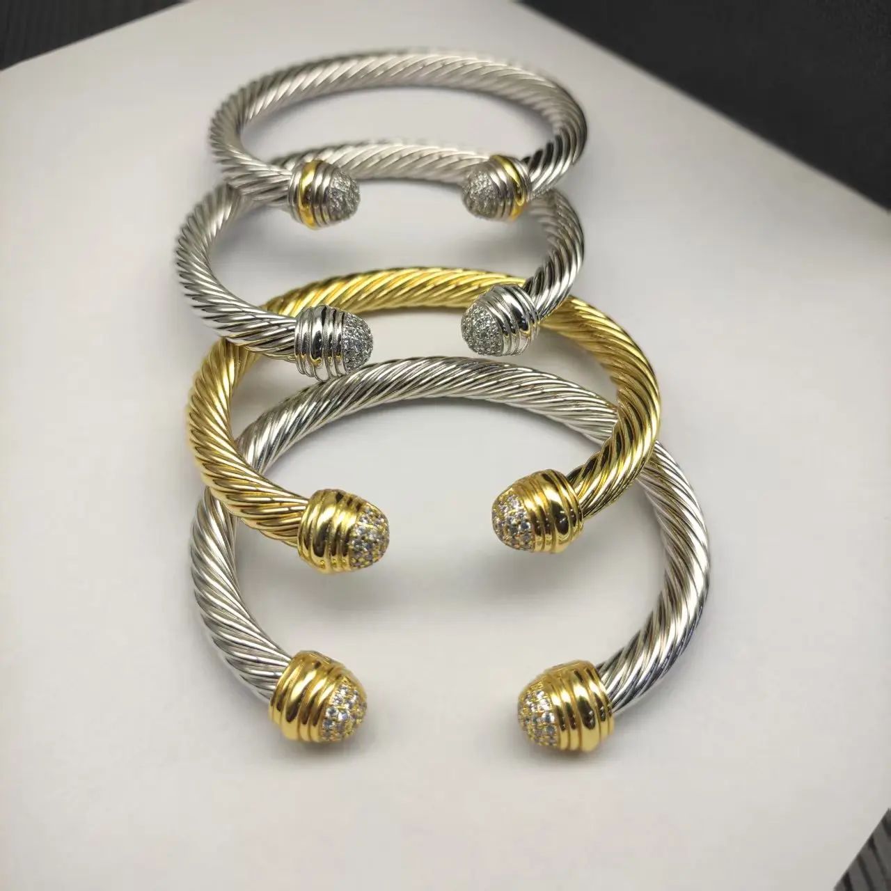 S925 فضة جديد 7 مللي متر الذهب الماس كريستال سوار محايد شخصية الموضة بسيطة الهيب هوب الاتجاه الرجعية المجوهرات الفاخرة #2