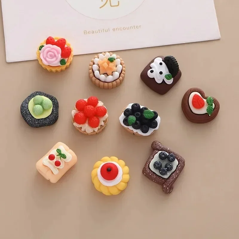 10Pcs Simulation Chocolate Cream Cake Resin Charms Fake Food Ornaments DIY Cream Glue Handmade Decor Accessories