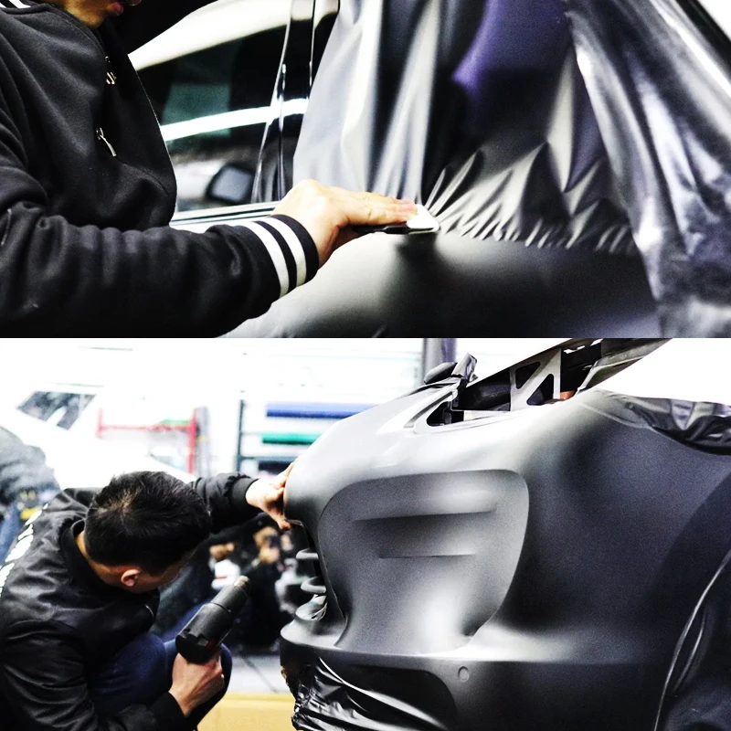 

PET 30/50CM Matte Black Color Changing Film Bubble-free Vinyl Film Car Color Changing Decals Car Accessories For audi q7 BMW X5