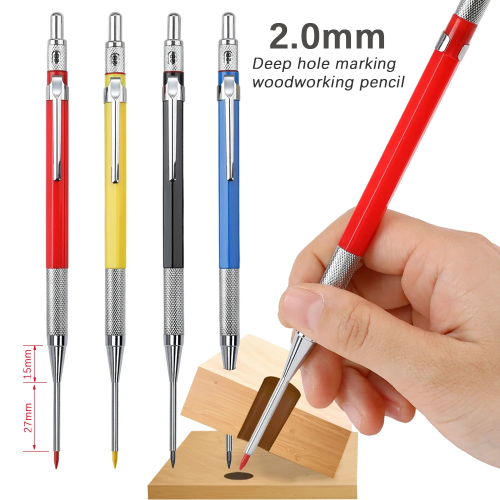 2,0 mm Metall-Holzbearbeitungs-Druckbleistift, 2B-Minenkern für tiefes Loch, automatischer Bleistift, Anreißen, Markieren, Bau, Job-Tool – Detail 2