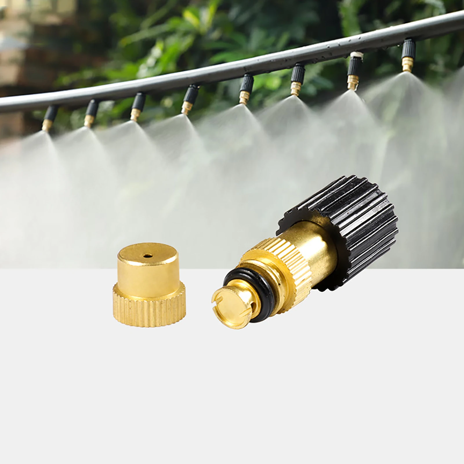 Greenhouse 5-25M Outdoor 1/4 Brass Atomizer Misting Cooling System Automatic Watering Nozzle Set Copper Nozzle Drip Irrigation