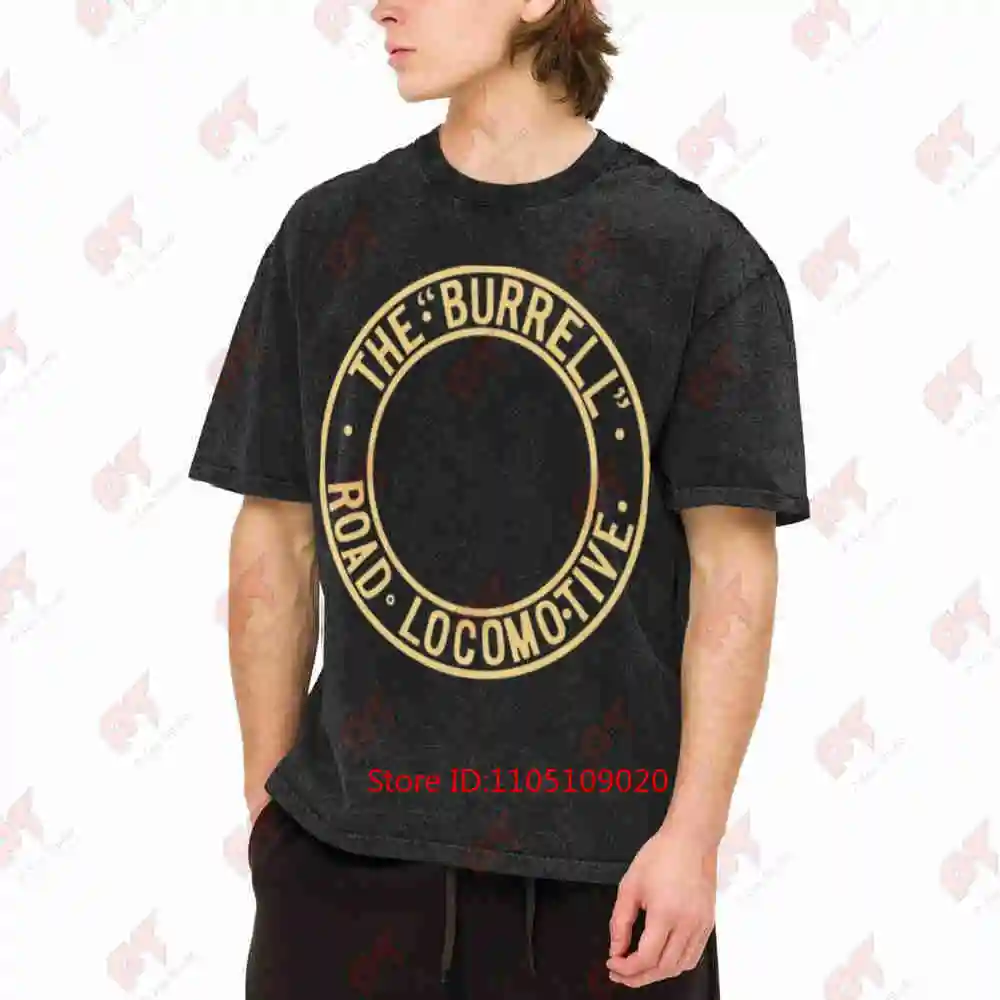 Burrell Traction Engine Live Steam Emblem Vintage Washed Tee Pure Cotton T-Shirt