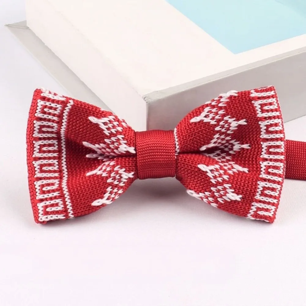 Creative Snowflake Knitted Christmas Necktie Heart Polka Dot Adjustable Strap Xmas Shirt Tie Soft Cravat Suit Accessories