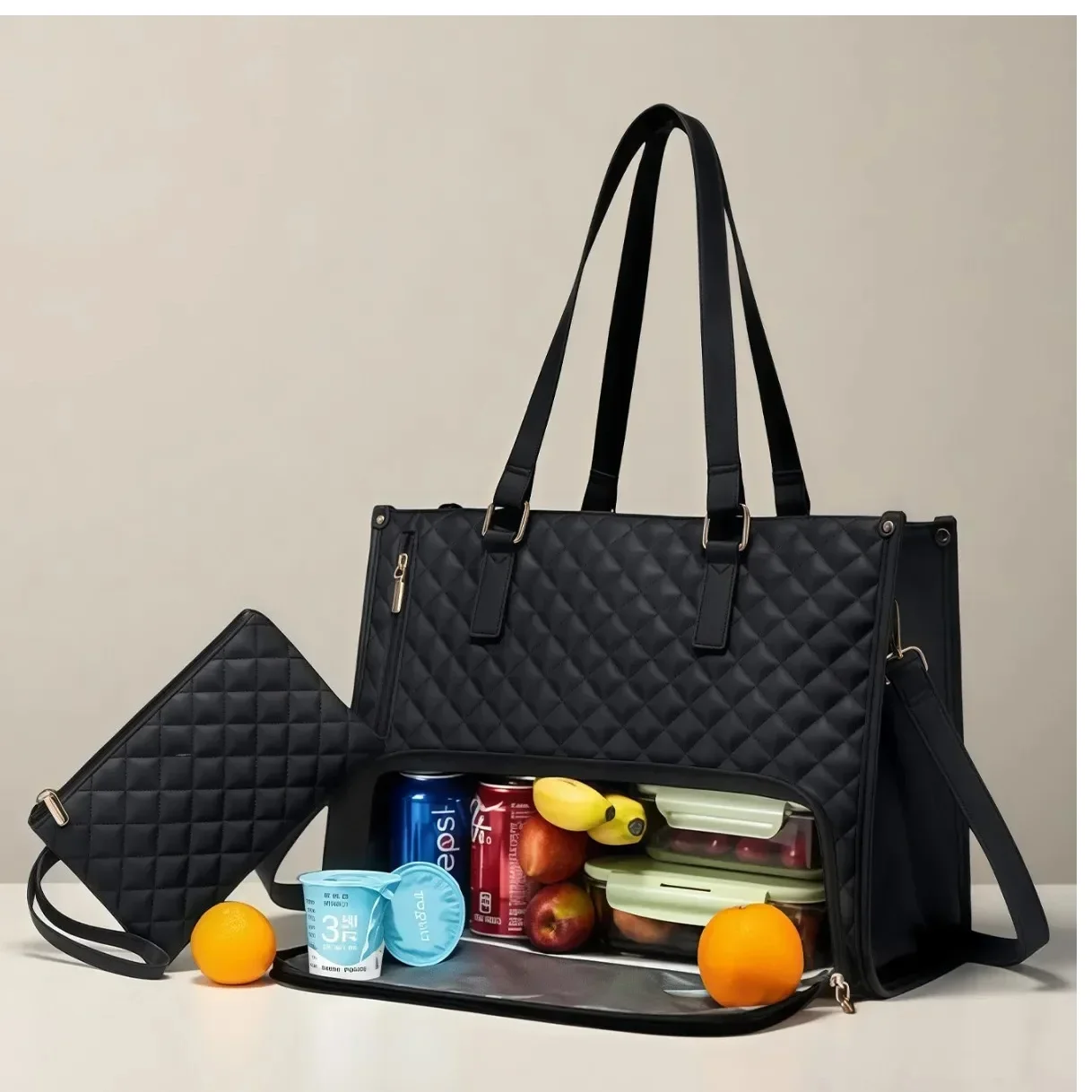 

Multifunctional 2In1 Cooler Lunch Bags Insulated Handbag for Women Men Large Capacity Travel Picnic Lunch Box Food Delivery Bag