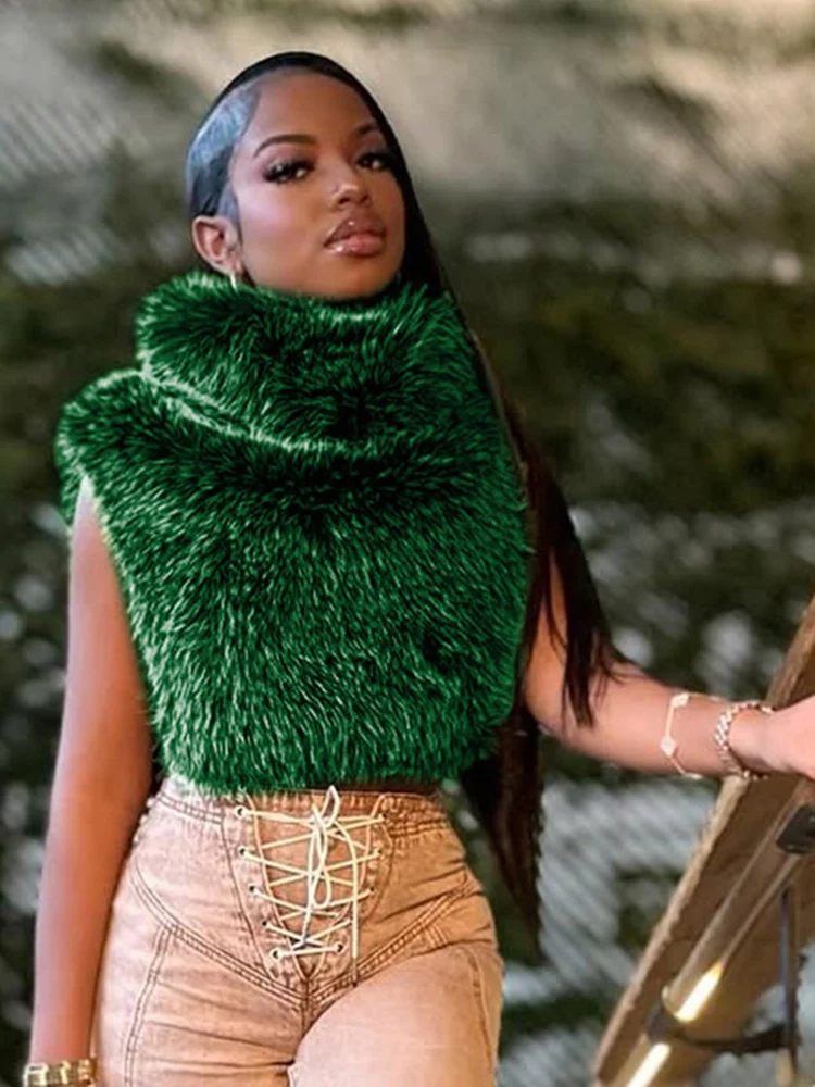 Sexy Furry Turtleneck Sleeveless Jackets Women Warm Cut Out Casual Waistcoat 2025 Fall Winter Harajuku Elegant Y2K Clothes 6 Sexy Furry Turtleneck Sleeveless Jackets Women Warm Cut Out Casual Waistcoat 2025 Fall Winter Harajuku Elegant Y2K Clothes 6