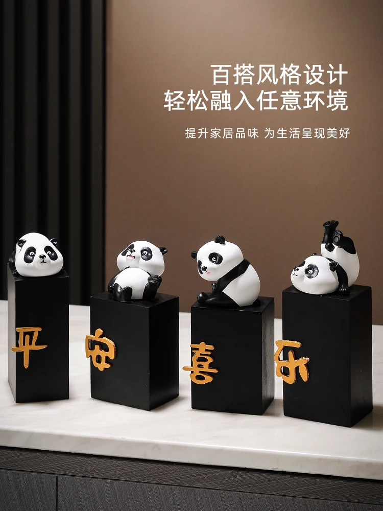 Peace Joy Panda Decoration Home Living Room Entrance TV Cabinet Dining Side Cabinet Decoration Housewarming Gift