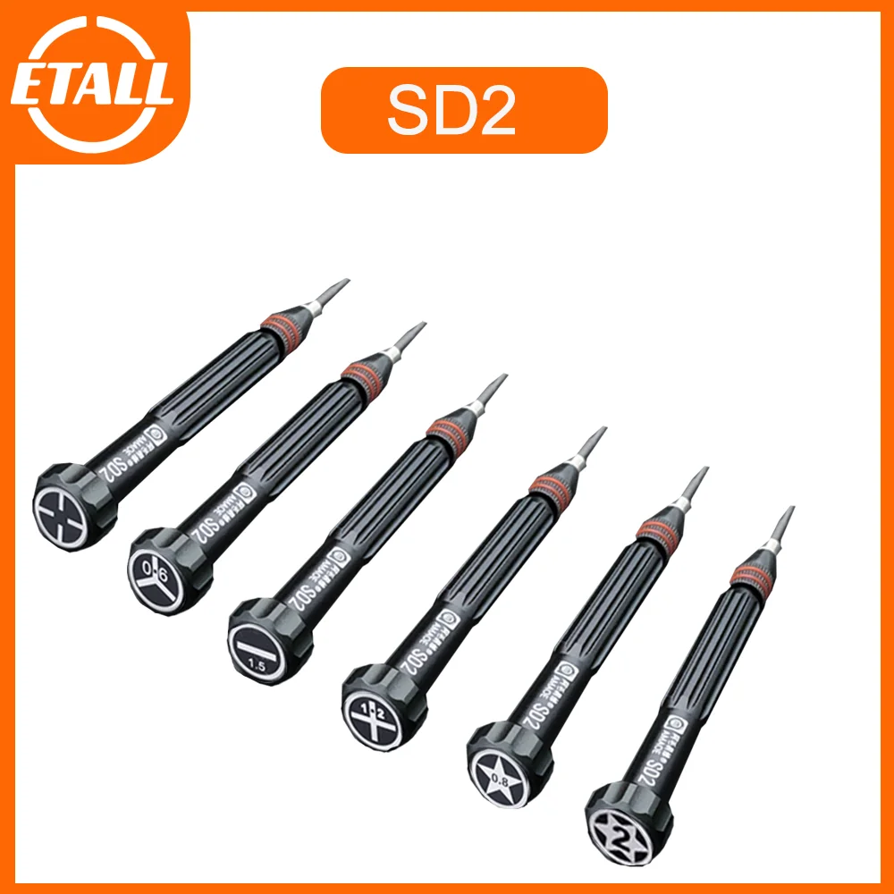 AMAOE SD2 Precision Screwdriver Torx Pentalobe Tri Wing Magnetic S2 Steel Bits Screw Driver for Camera Watch Mobile Phone Repair