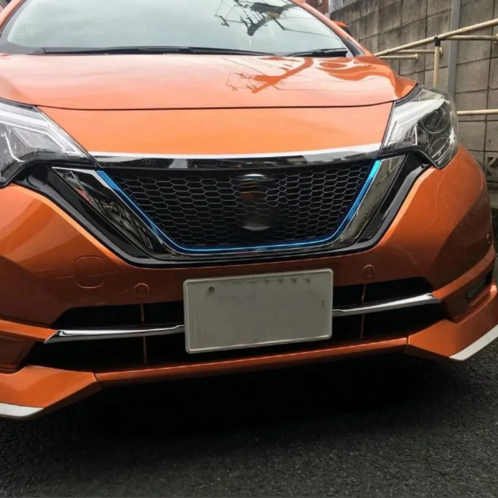 For Nissan Note E12 E-power 2016-2019 Front Grille Hood Lip Molding Engine Cover Trim Chromium Styling Chrome Color Sticker