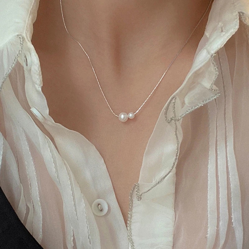 Korean Simple INS Personality Imitation Pearl Necklace Sweet Design Light Luxury Female Summer Short Section Collarbone Chain