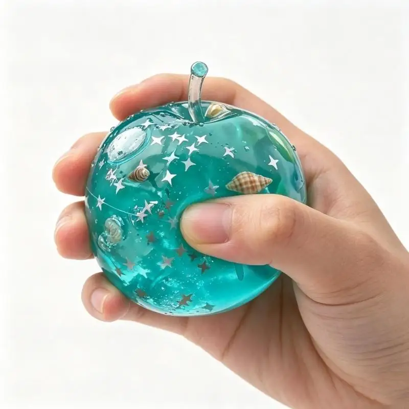 1pc New Apple Shape Ice Cubes Stress Balls Marine Shells Theme Ice Block Stress Relief Squeeze Toy Squeeze Ball Fidget Toys