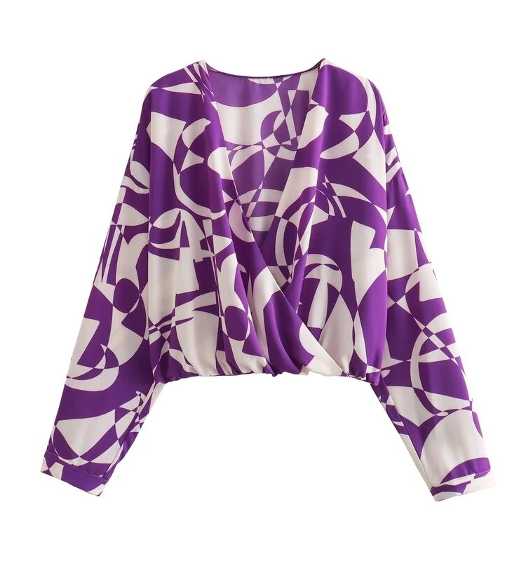 

Slimming Versatile Long Sve V-Ne Printed Top for Women Autumn New Sle Commute Sle Loose Fit ort Length irt