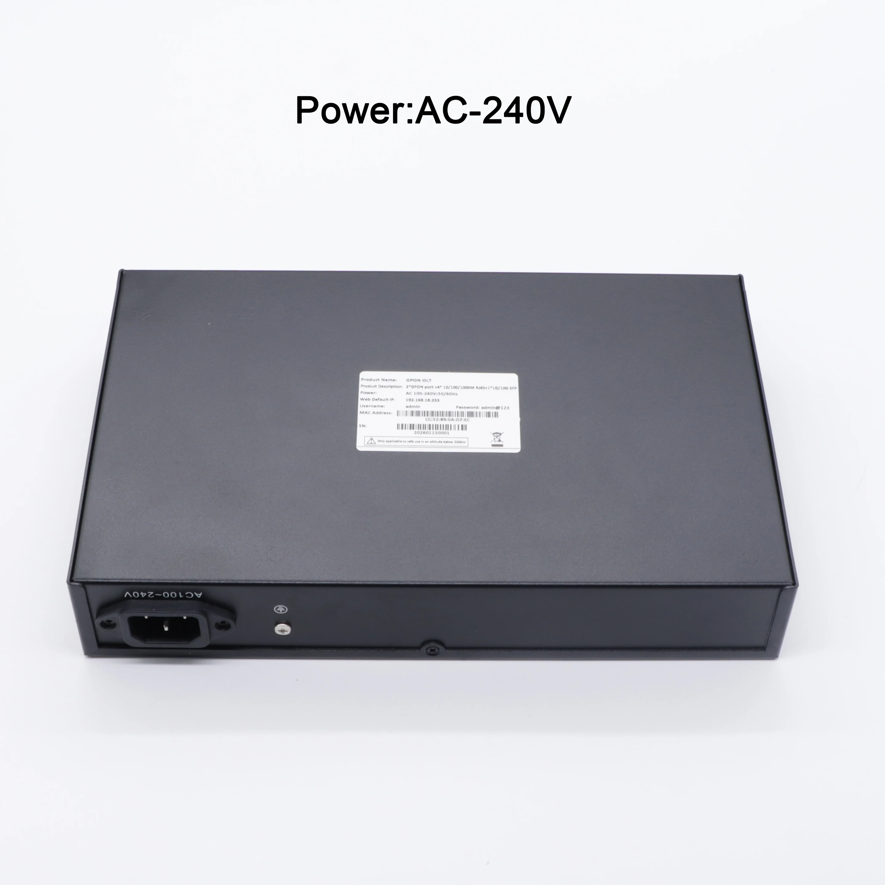 FTTH 2PON GPON OLT 10G Uplink C++ 9-13dB GBIC SFP 100-240V AC 12V DC Power Support 256 ONU MINI GPON OLT 2 Port