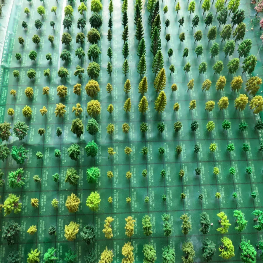 50pcs/lot  architecture mini plastic model 2-15cm color tree for ho train layout  railway layout model building