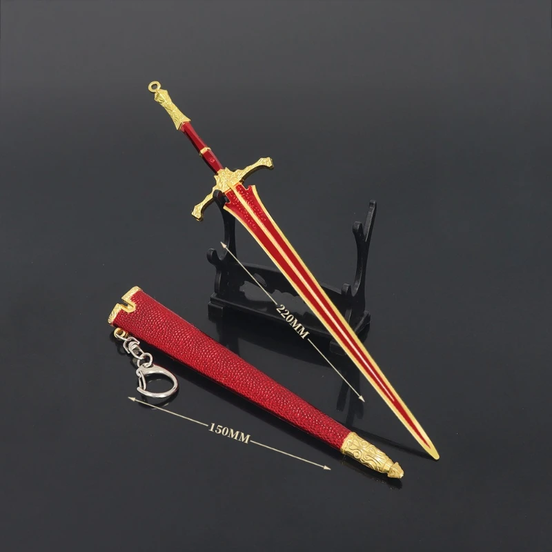 Eldenn – grande épée de chevalier périphérique de jeu avec gaine, jouets d'ornement artisanaux en métal, modèle pour cadeaux d'anniversaire pour garçons, 22cm/8,66 pouces