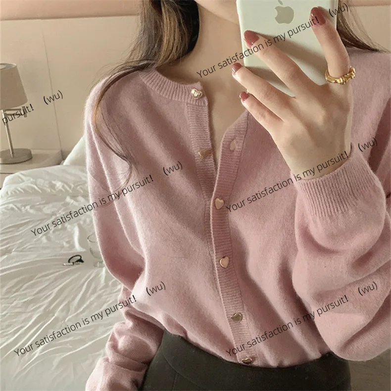 

Корейская версия сладкого и нежного ветрового вязаного маленького кардигана для женщин на осень и зиму, новый мягкий восковой свободный ленивый ветер