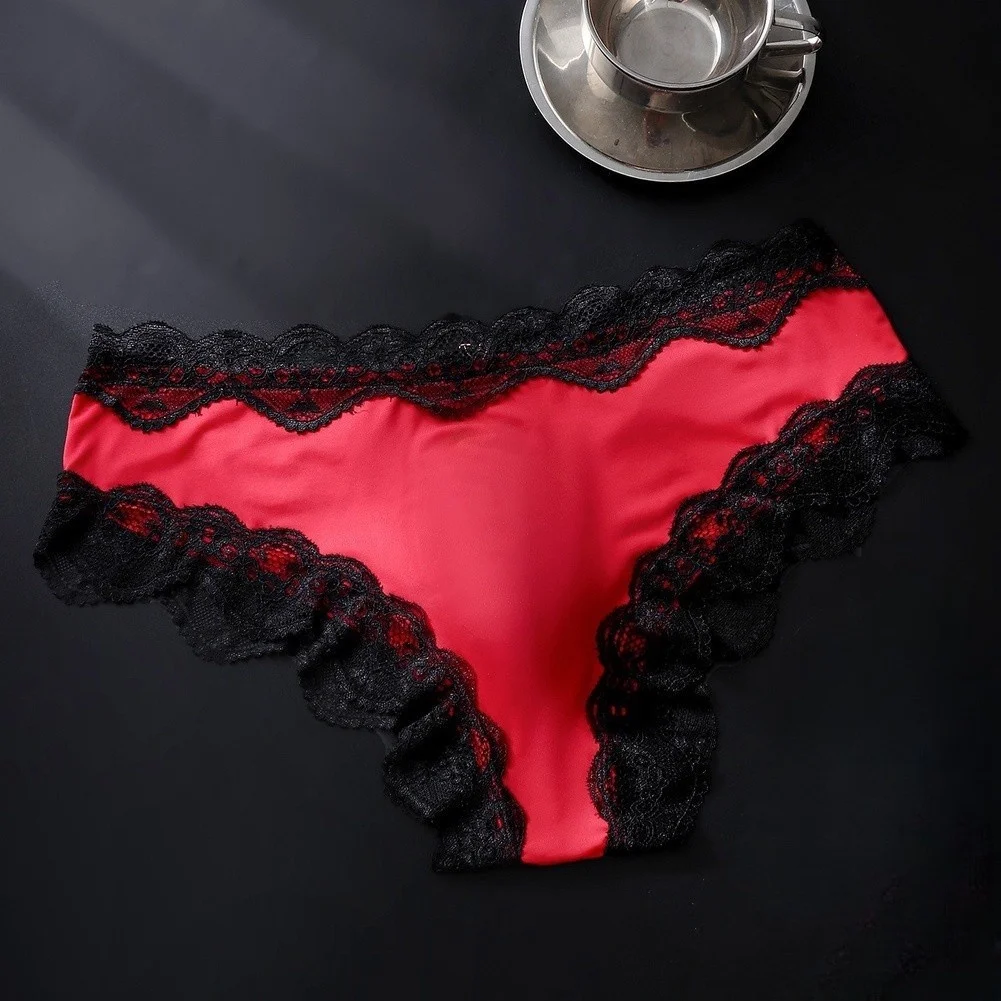 Men Panties For Men Lace Trim Briefs Breathable High Elastic 3D Convex Pouch Underpant Sexy Thin See Through Underwear
