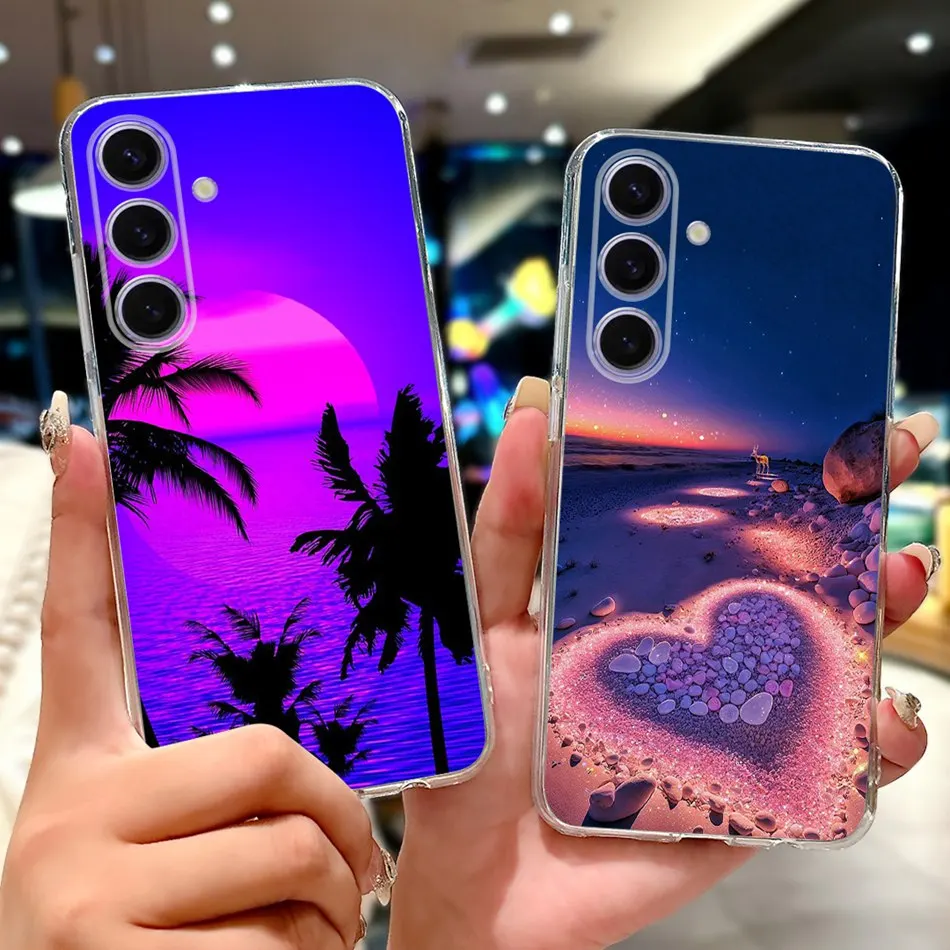 لسامسونج غالاكسي S24 5G S24FE أنيقة الأزهار القط الطباعة جراب هاتف لسامسونج S24 FE S 24 24FE لينة سيليكون بولي يوريثان حالات #6