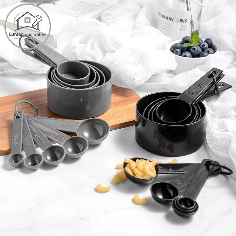 Plastic Measuring Cups And Spoons Set With BPA Free Material And Engraved Markings Perfect For Home Baking Cooking And Meal Pre