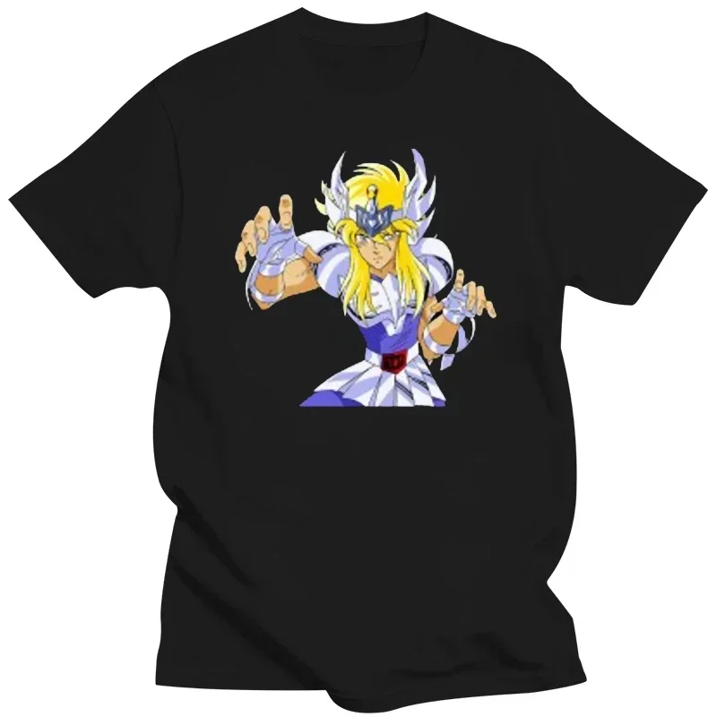 Size S to 3XL MAN T-SHIRT  cotton t shirts Saint Seiya Cygnus Hyoga Cartoon Anime Series Men's Black T-Shirt Printed T-shirt