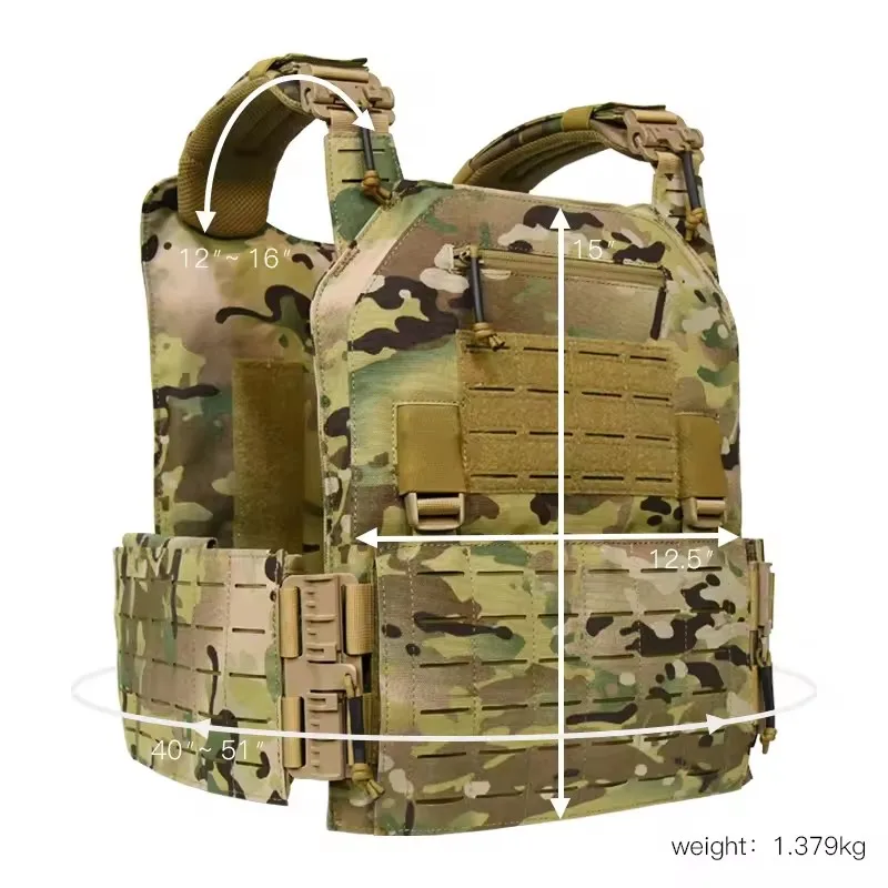 YAKEDA 900D Gilet tattico per addestramento alla caccia all'aperto con sistema molle tagliato al laser a sgancio rapido resistente all'usura realizzato in materiale di nylon