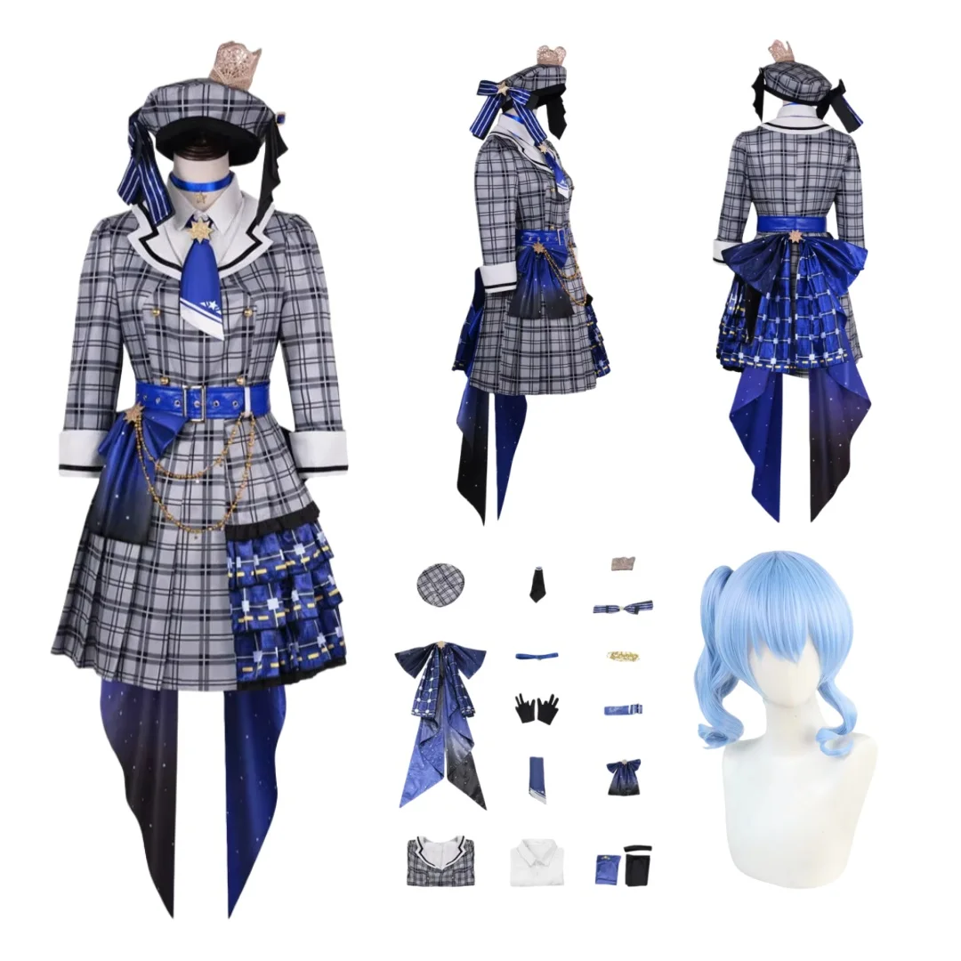 

Anime Hoshimachi Hosimati Cosplay Suisei Costumes Wig Halloween Carnival Outfit Dress