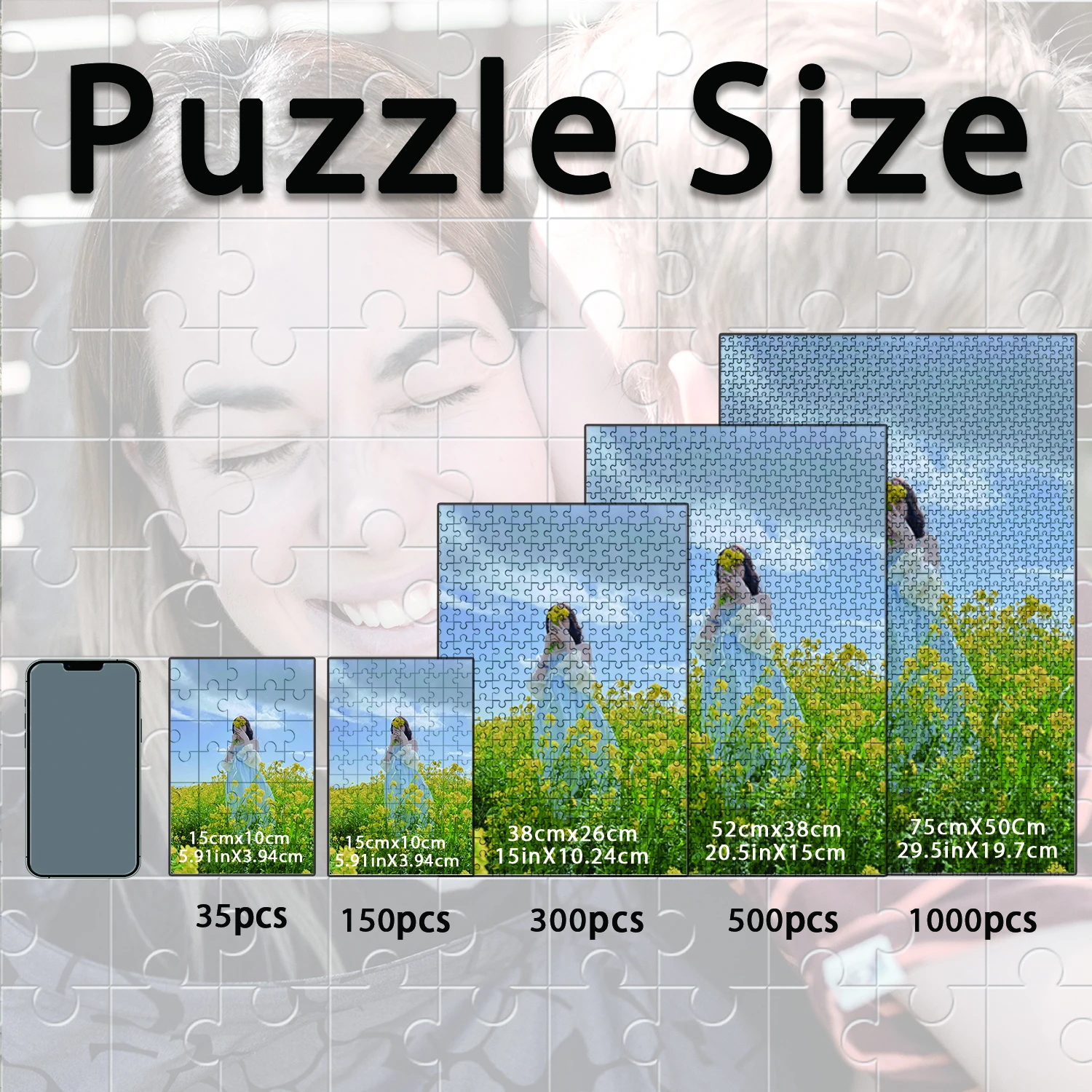 35/150/300/500/1000 قطعة النساء في منطقة زهرة بذور اللفت صور مخصصة شخصية الضغط الألغاز بازل قطع #1