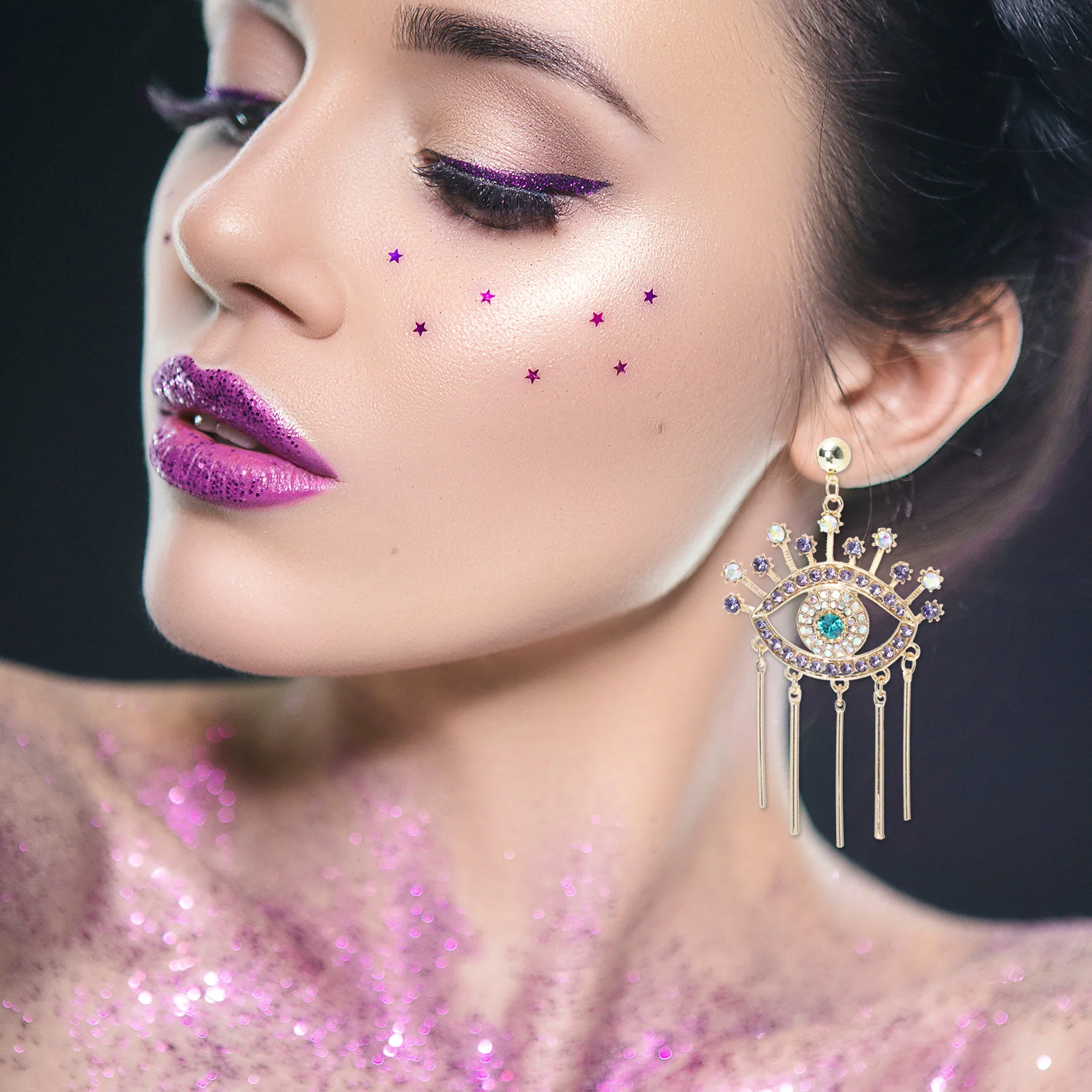 

Alloy Tassel Earrings Chic for Women Hanging Exaggerated Dangle Jewelry Tasssel Fashion